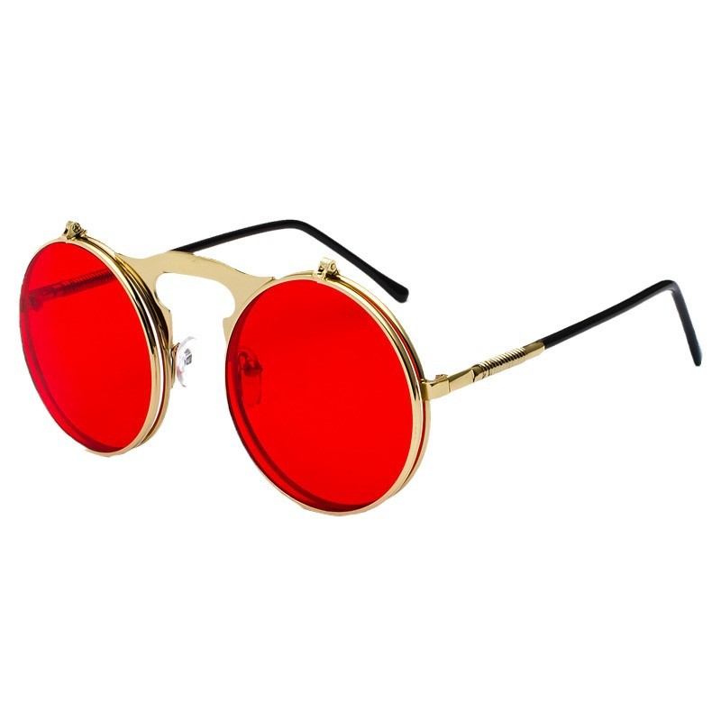 Glow In The Dark Party Glasses - Óculos de Sol Redondos Retro Steampunk