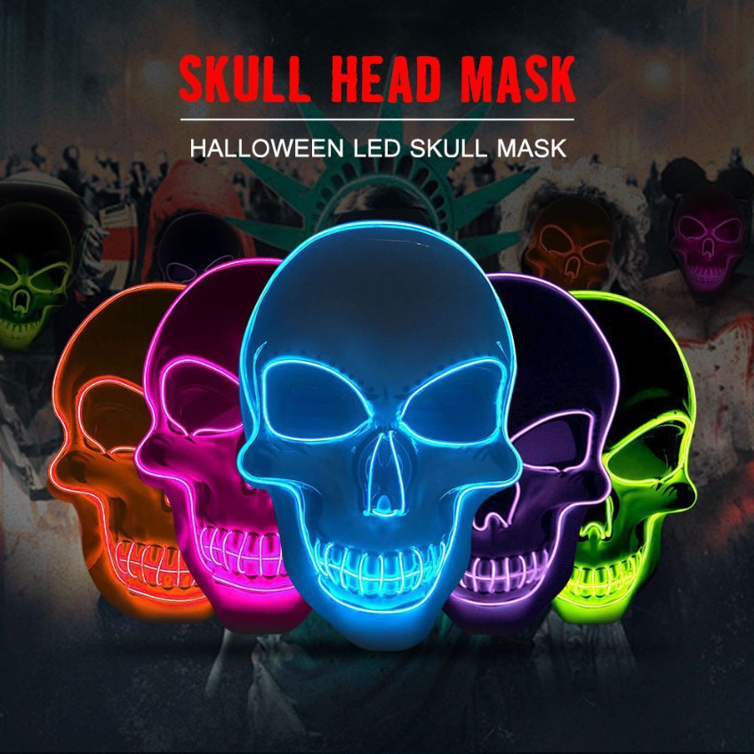 Led Purge Mask Halloween - Máscara de caveira de terror para