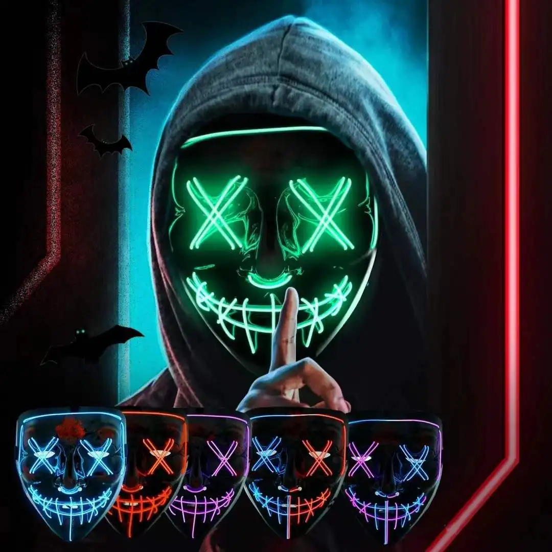 Máscara de brilho assustador s - Led Purge Mask Halloween avaliação e preço
