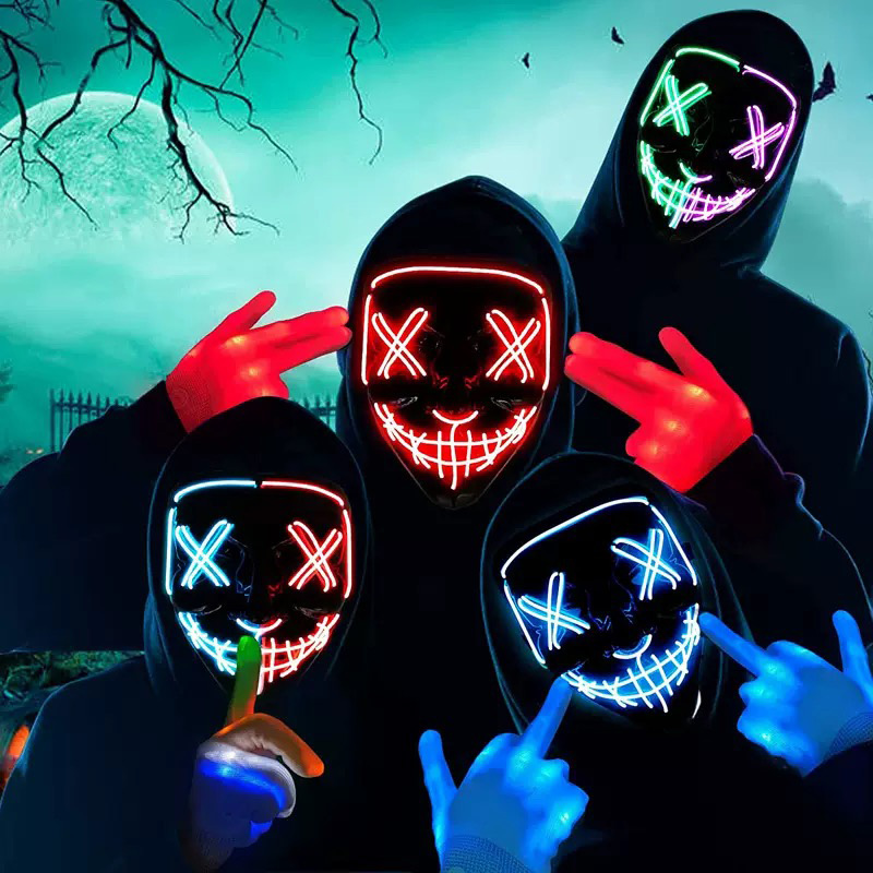Máscaras Neon Luminosas Sem Fi - Led Purge Mask Halloween avaliação e preço