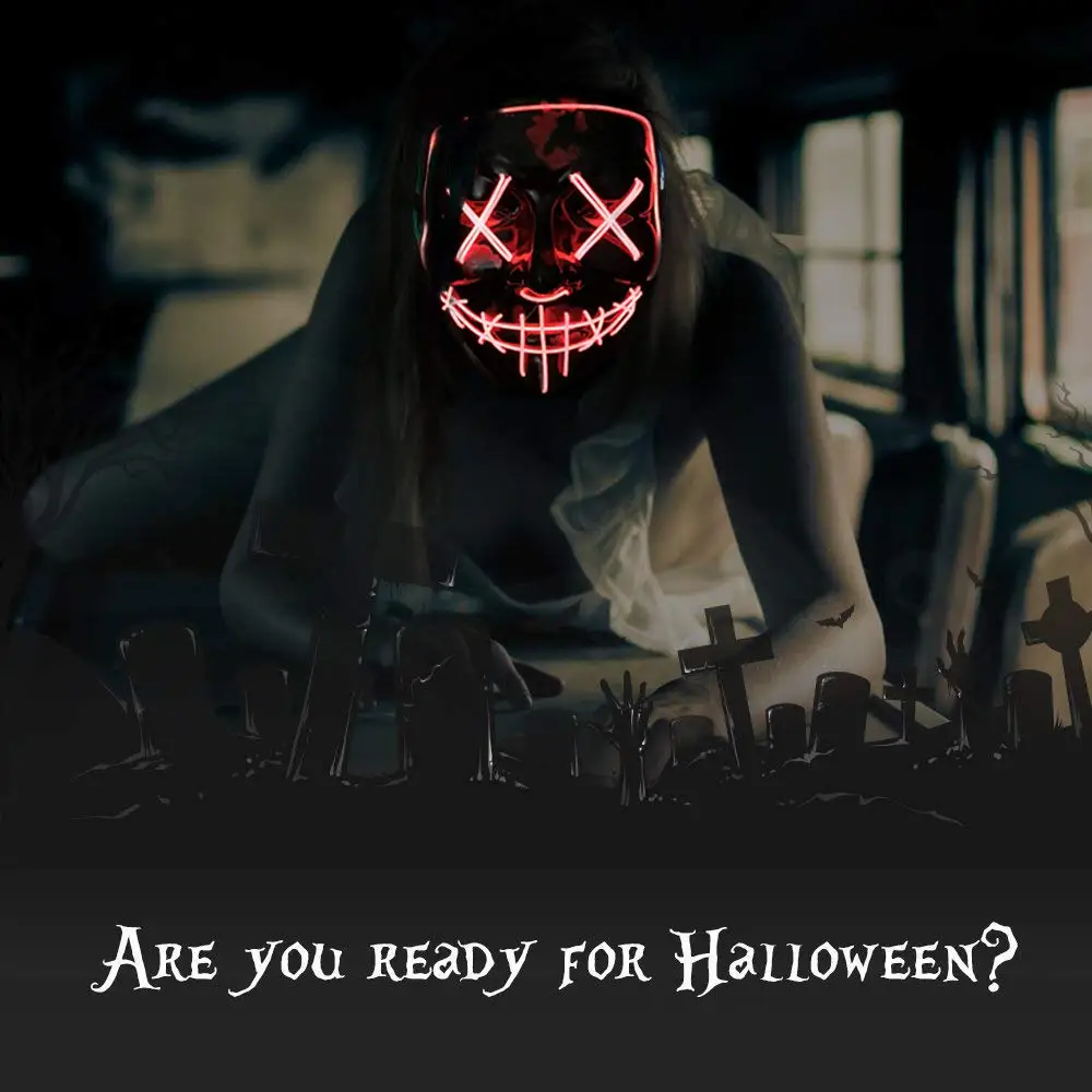 Máscara Neon LED de Halloween  - Led Purge Mask Halloween avaliação e preço