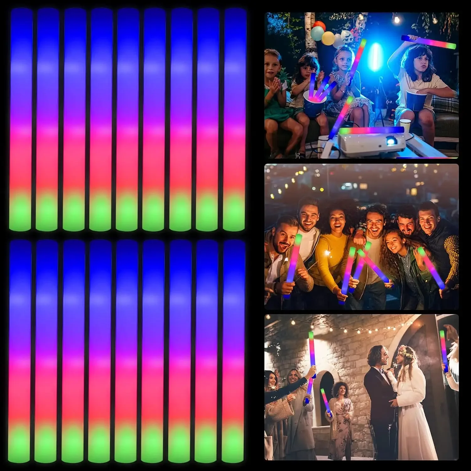 2Z-50PCS Bastões de Espuma LED - Flashing Led Foam Sticks Party avaliação e preço