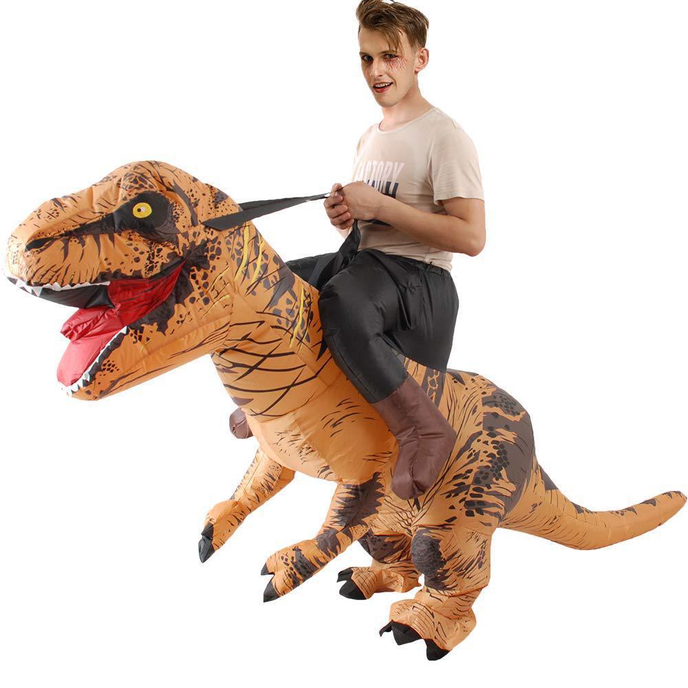 Adulto engraçado equitação din - Inflatable Dinosaur Costume Adult avaliação e preço